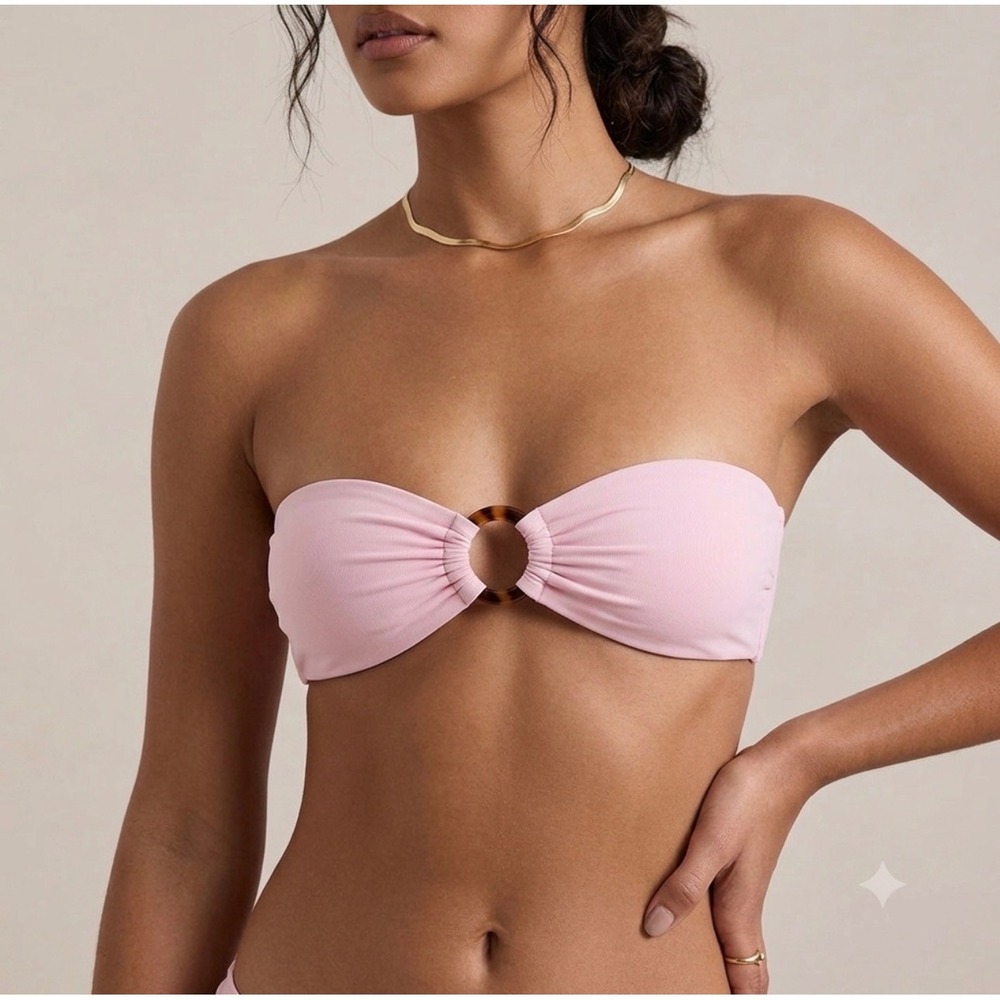 NWT House of CB Bikini Top Medea Blossom Pink Bandeau Ring Front size Medium